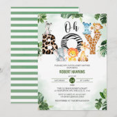 Invitation Oh Boy Cute Jungle Baby shower Safari (Devant / Derrière)