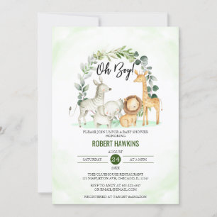 Invitation Oh Boy Cute Jungle Safari Animaux Baby shower