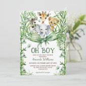 Invitation Oh Boy Cute Safari Animaux Baby shower (Debout devant)