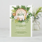 Invitation Oh Boy Cute Safari Jungle Baby shower d'aquarelle (Debout devant)