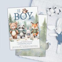 Oh Boy Cute Woodland Animal Randonnée Baby shower