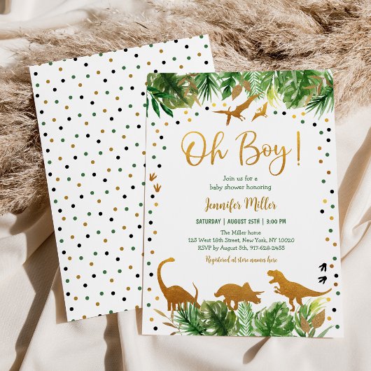 Invitation Oh Boy Dinosaur Baby shower