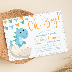 Invitation Oh Boy Dinosaur Baby shower