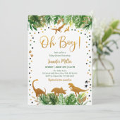 Invitation Oh Boy Dinosaur Baby shower (Debout devant)