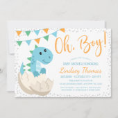 Invitation Oh Boy Dinosaur Baby shower (Devant)
