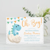 Invitation Oh Boy Dinosaur Baby shower (Debout devant)