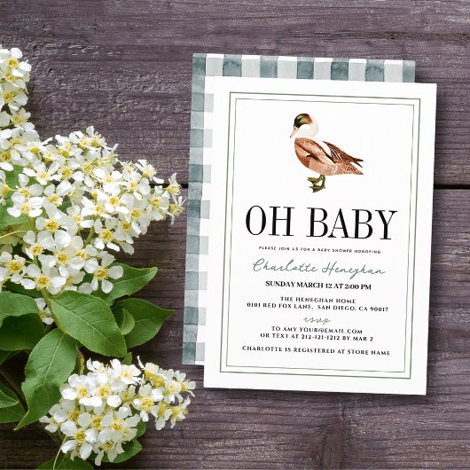 Invitation Oh Boy Duck/Mallard Classic Boy Baby shower
