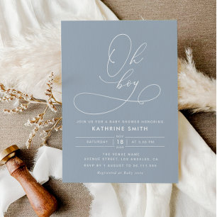 Invitation Oh Boy Dusty baby shower bleu
