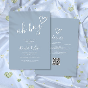 Invitation Oh Boy Dusty Blue Tout En Un Baby Shower