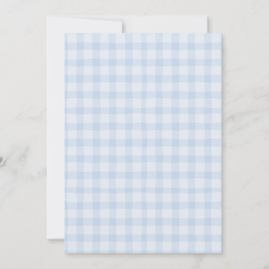 Invitation Oh Boy En vichy bleu et Baby shower verdoyant (Dos)