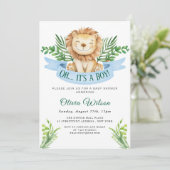 Invitation “Oh Boy!” Fête de Bébé Lion dans la Verdure (Debout devant)