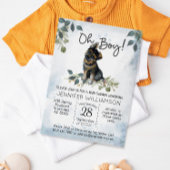 Invitation Oh Boy ! Fête de Naissance Garçon Aquarelle Chien 