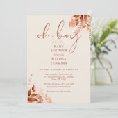 Invitation Oh Boy Floral Automne Bébé Shower (Debout devant)