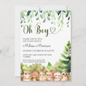 Invitation Oh Boy Forest Animals Baby Boy Douche (Devant)