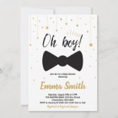 Invitation Oh Boy Gold Stars Bow cravate Baby shower (Devant)