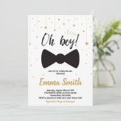 Invitation Oh Boy Gold Stars Bow cravate Baby shower (Debout devant)