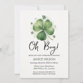 Invitation Oh Boy Green Shamrock St. Patricks Day Baby Shower (Devant)