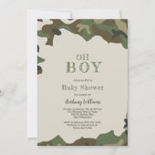 Invitation Oh Boy Green Woodland Baby shower Camo (Devant)