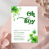 Invitation Oh Boy Greenery Baby shower de la Saint Patrick