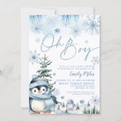 Invitation Oh Boy invitation, baby shower de manchot d'hiver (Devant)