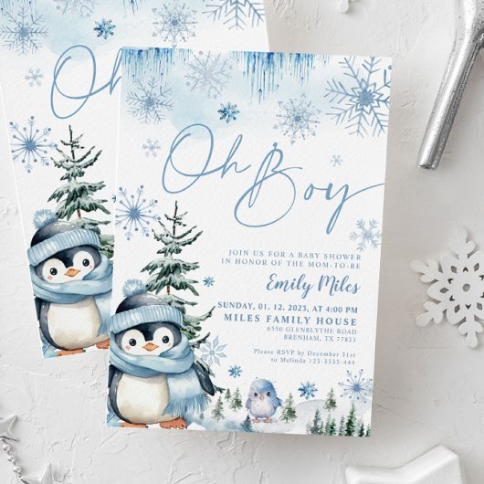 Invitation Oh Boy invitation, baby shower de manchot d'hiver