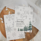 Invitation Oh Boy invitation, baby shower d'hiver argent