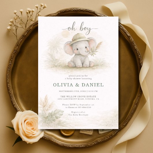 Invitation Oh Boy Jungle Safari Couples Baby Shower
