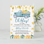 Invitation Oh Boy Little Citrouille Baby shower de camion (Debout devant)