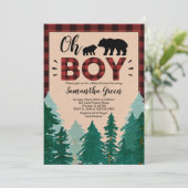 Invitation Oh Boy Lumberjack Baby shower (Debout devant)