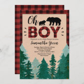 Invitation Oh Boy Lumberjack Baby shower (Devant / Derrière)
