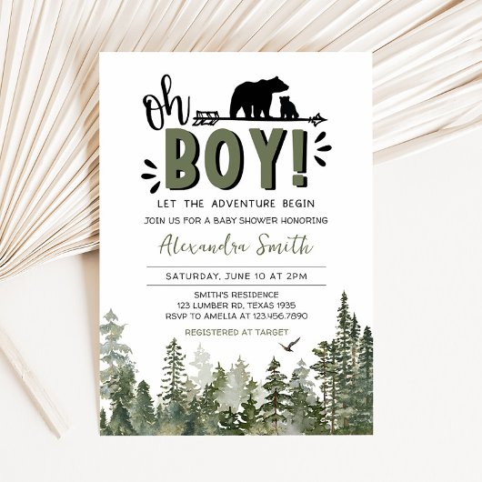 Invitation Oh Boy Lumberjack Baby shower