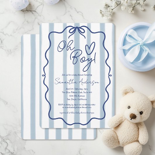 Invitation Oh Boy mignon Whimsical Baby shower bleu Invitatio