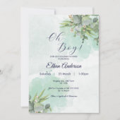 Invitation Oh Boy Nature Green feuilles Baby shower Invitatio (Devant)