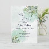Invitation Oh Boy Nature Green feuilles Baby shower Invitatio (Debout devant)