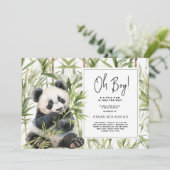 Invitation Oh Boy Panda Bear Bamboo Boy Baby shower (Debout devant)