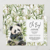 Invitation Oh Boy Panda Bear Bamboo Boy Baby shower (Devant / Derrière)