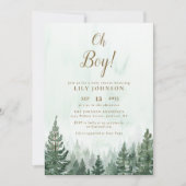 Invitation Oh Boy Pine Tree Forest Baby shower Photo QR Code (Devant)