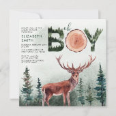 Invitation Oh Boy Rustic Deer Boy Baby shower (Devant)