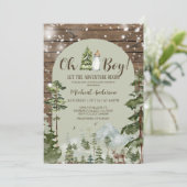 Invitation Oh Boy Rustic Wood Adventure Baby shower de Noël (Debout devant)