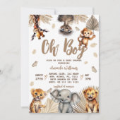 Invitation Oh Boy Safari Animaux Boho Baby shower (Devant)