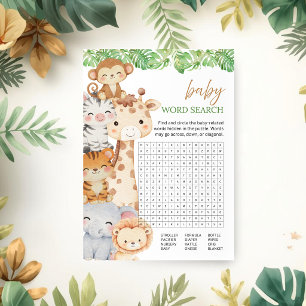 Invitation Oh Boy! Safari Baby Shower Jeu de Mots Cachés po