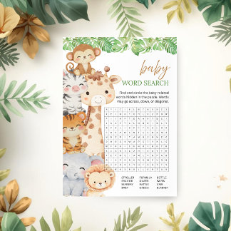 Invitation Oh Boy! Safari Baby Shower | Jeu de Mots Cachés po