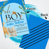 Invitation Oh Boy Safari Les nuances de Baby shower bleu