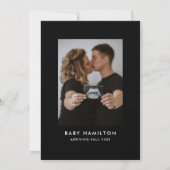 Invitation Oh Boy Script Baby shower photo noir et blanc (Dos)