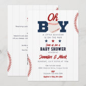 Invitation Oh Boy Slugger Baseball All In One Baby Shower (Devant / Derrière)