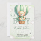 Invitation Oh Boy,  Teddy Bear Baby Shower Boy (Devant)