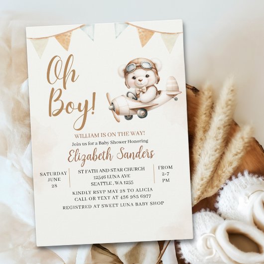 Invitation Oh Boy, Teddy Bear Baby shower boy