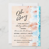 Invitation Oh Boy Watercolor Baby shower de plage (Devant)