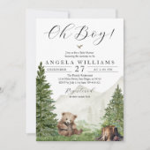 Invitation Oh Boy Woodland Bear Baby shower (Devant)