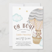 Invitation Oh Boy Woodland Teddy Bear Baby shower (Devant)